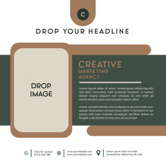 Dark green beige corporate business poster design