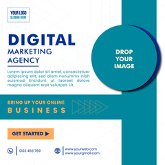 Blue orange white digital marketing agency poster