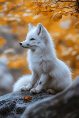 Naklejka premium Arctic fox autumn forest
