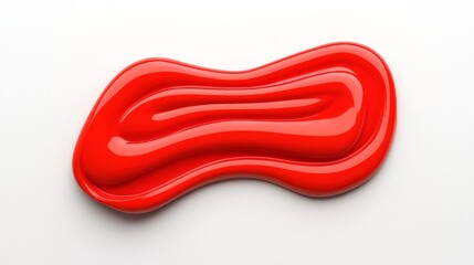 Obraz premium Bright Red Liquid Shape on Smooth White Background Surface