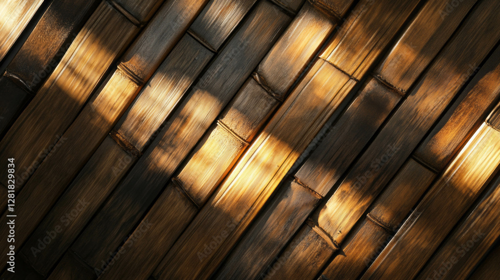 Poster diagonal bamboo wall texture with natural patterns for background design