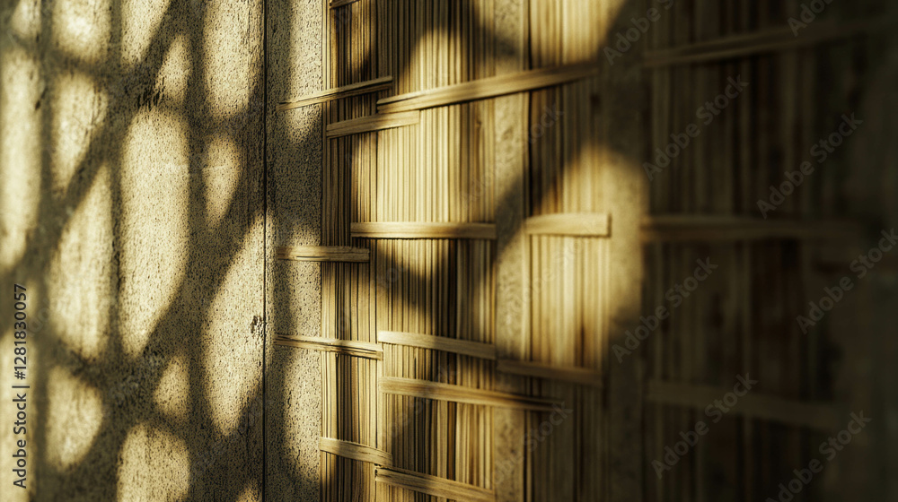 Poster bamboo wall texture with intricate surface patterns for design and decoration
