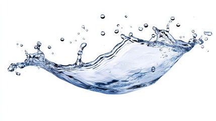 Splash of Clear Water Isolated on White Background with Droplets