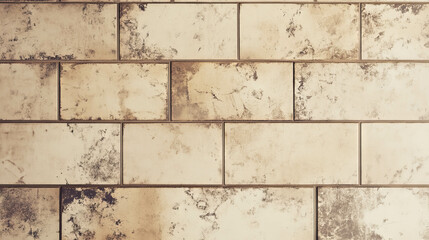 Vintage beige subway tile texture with dark brown grout for interior design background