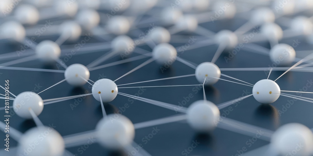 Poster networked spheres connecting data technology lab digital art modern environment macro view innovatio