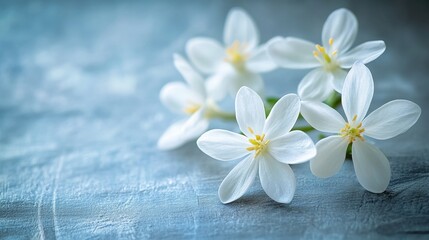 Serene arrangement of delicate white blossoms on a textured surface evoking tranquility and natural elegance for peaceful backgrounds