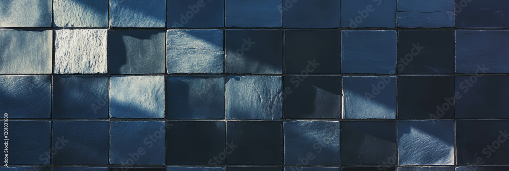 Aufkleber black square grid pattern on dark stone surface for background and design