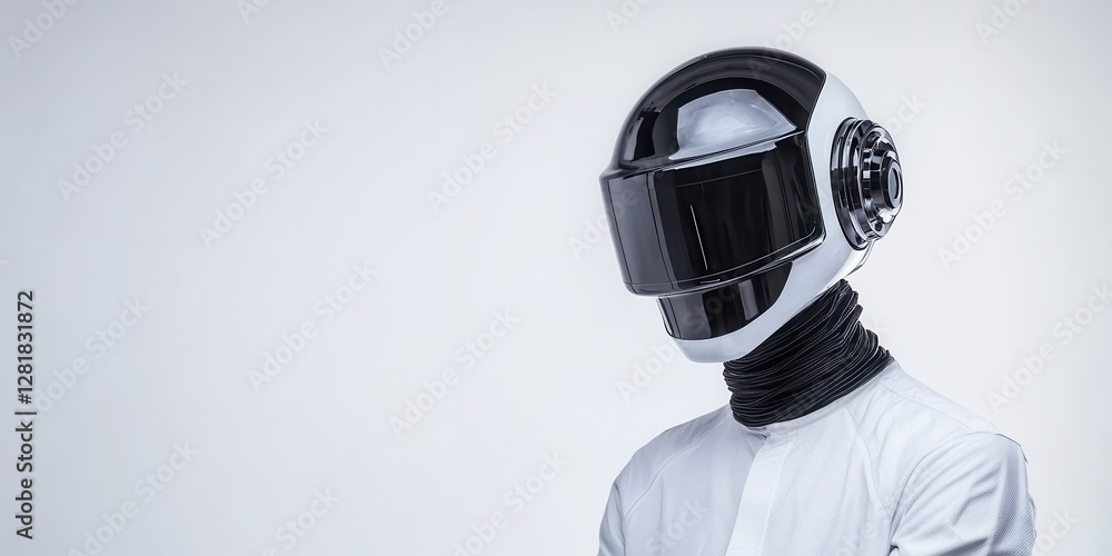 Poster Futuristic robot design studio setting visual art minimalist environment side view innovative concept