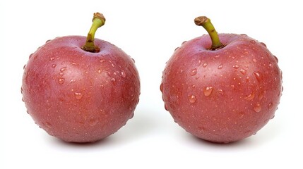 Fresh and Juicy Red Apples with Water Droplets on White Background