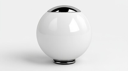 Modern Minimalist White Sphere with Chrome Accent for Decor Display