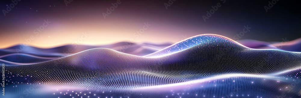 Poster mesmerizing abstract landscape featuring flowing waves of light and color, creating serene atmospher