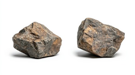 Natural Gray and Brown Rocks Isolated on Simple Background