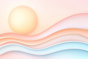 Abstract pastel sun and waves design for summer themes