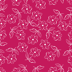 Colorful hibiscus flower with tropical leaf seamless pattern design for summer holidays background