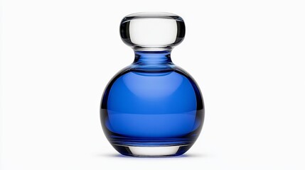 Elegant blue glass bottle with smooth contours and glossy finish