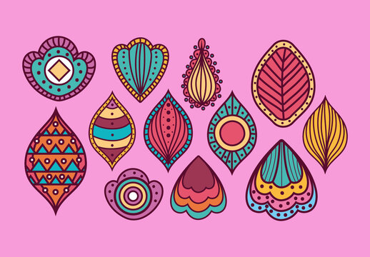 Colorful Mandala Boho Ornamental Decorative Set