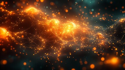 Fototapeta premium The interweaving of brilliant light points in the technological context