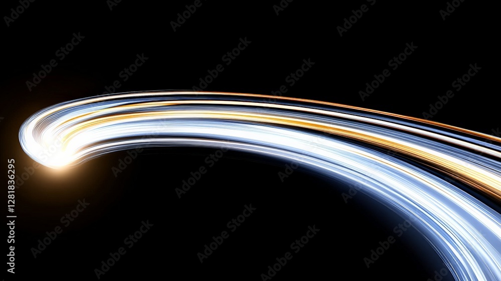 Poster dynamic comet trail light movement in dark space background