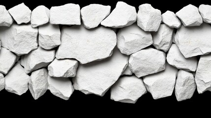 Textured White Stones Layered on Black Background for Design Use