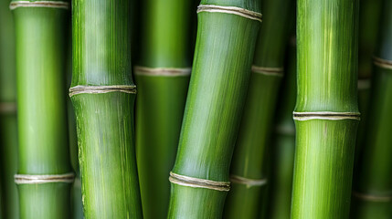 Fototapeta premium Intricate pattern of bundled stacked bamboo stalks highlighting texture and natural green tones