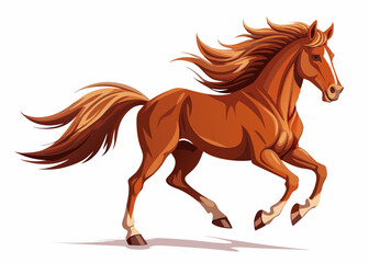 Obraz premium Majestic Galloping Horse - Dynamic Chestnut Stallion Illustration.