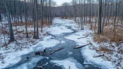 Fototapeta premium Forest in partial ice cover