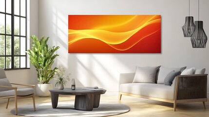Abstract Orange Yellow Wave Canvas Wall Art