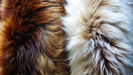 Abstract Fur Texture Brown and White Soft Fur, Close-up, Natural Fibers, Texture Background fur texture, animal hair