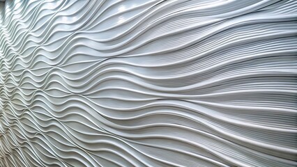 Abstract White Wave Wall Panel 3D Rendered Texture, Curved Lines Design, Modern Interior Decor Keywords Wave Pattern, 3D Wall Panel