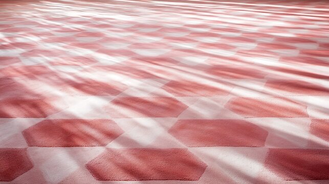 An elegant display of a richly textured deep red carpet featuring geometric patterns, under soft studio lighting to highlight its sumptuous details, suitable for promotional materials aimed at elite