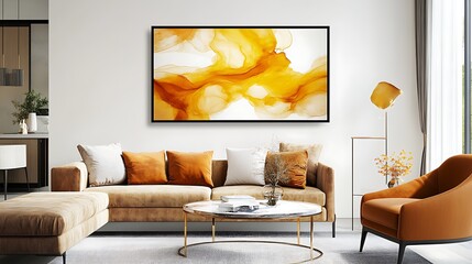Abstract Amber Fluid Art Wall Decor Piece