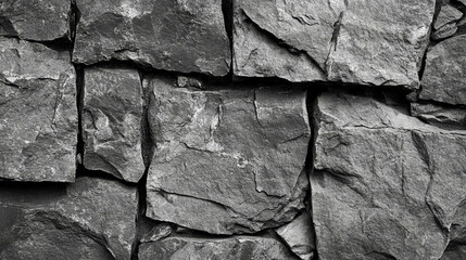 Fototapeta premium Textured surface of coarse black slate stone wall for backgrounds and design