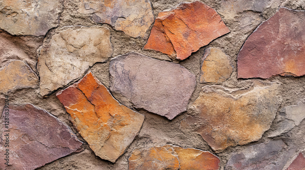 Poster rustic slate tile wall texture with natural stone patterns for design