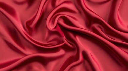 Obraz premium Luxurious silk texture in deep red, flowing and elegant: A visually captivating deep red silk fabric, softly draped to create elegant waves, with a lustrous sheen reflecting light, exuding richness