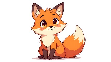 The cartoon world of cute little fox