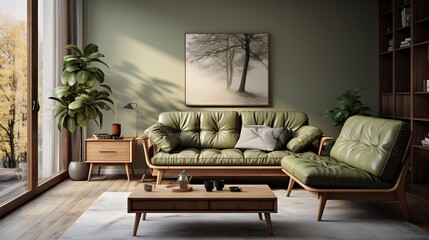 Serene Green Living Room Interior Design