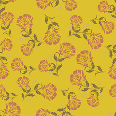 Colorful hibiscus flower with tropical leaf seamless pattern design for summer holidays background