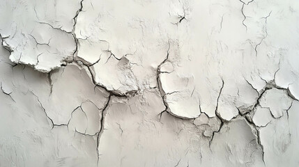 Obraz premium Texture of cracked dry clay wall with deep fissures for background design