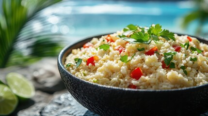 Healthy cauliflower rice dish stir fried rice