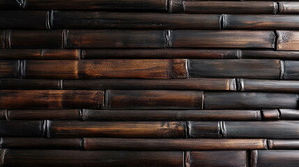Dark bamboo wall texture with distinct grain pattern for interior design