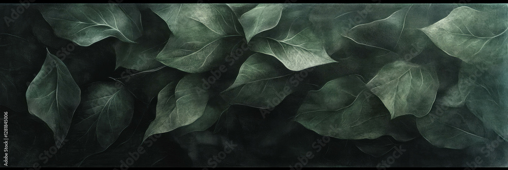 Poster dark green leaf texture with subtle patterns for natural design background