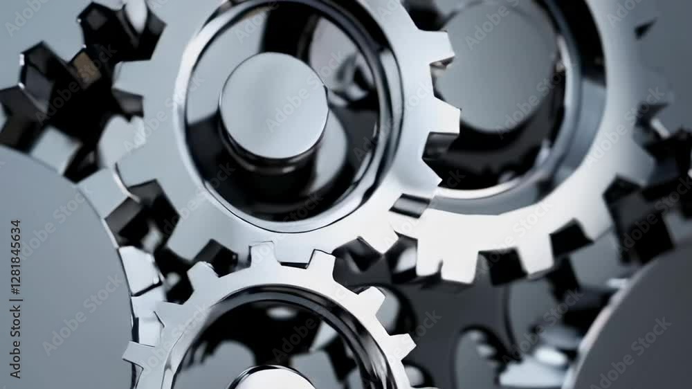 Aufkleber Metallic gears interlocking and rotating smoothly, revealing intricate mechanical connections and sophisticated engineering principles in precise, synchronized movement