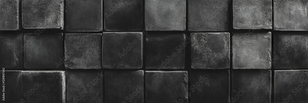 Poster abstract dark stone with texture overlay on square grid for modern design
