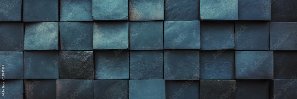 Aufkleber dark square grid on textured stone surface for modern design concepts