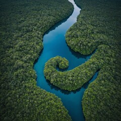 aerial view of the river