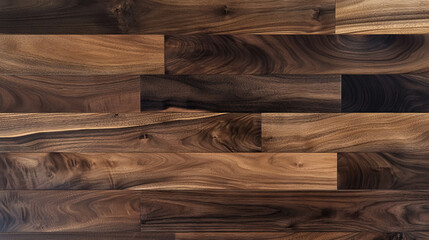 Dark walnut hardwood wall texture: rich grain detailing for interior design and decoration