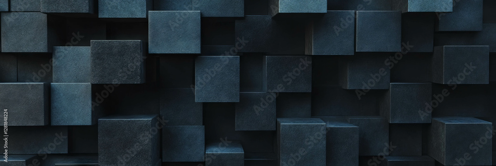 Aufkleber abstract geometric pattern with dark shadow on black wall texture for modern design