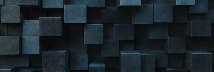 Abstract geometric pattern with dark shadow on black wall texture for modern design