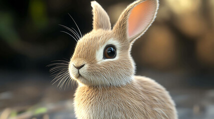 Obraz premium 3D representation of a rabbit with detailed fur texture and soft ears