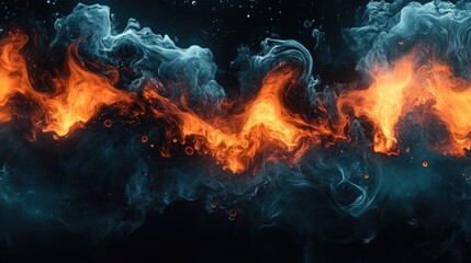 Fototapeta premium Abstract fire and ice swirls blend. Ideal for fantasy, cosmic, or energy themes.